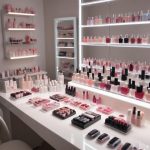 Ассортимент средств и оборудования для ухода за ногтями: гели, гель-лаки, базы, топы и акрил